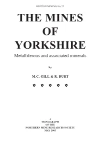 THE MINES of YORKSHIRE Metalliferous and Associated Minerals