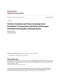 The Role of Institutions and Policy in Knowledge Sector Development: an Assessment of the Danish and Norwegian Information Communication Technology Sectors