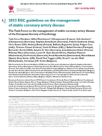 2013 ESC Guidelines on the Management of Stable Coronary