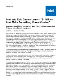 Intel and Epic Games Launch ''$1 Million Intel Make Something Unreal Contest''