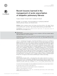 Recent Lessons Learned in the Management of Acute Exacerbation of Idiopathic Pulmonary Fibrosis