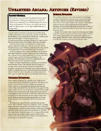 Unearthed Arcana: Artificer