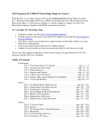 2010 Sequence K–2 DRAFT Knowledge Maps for Science Table