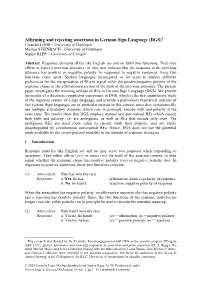 Affirming and Rejecting Assertions in German Sign Language (DGS)1