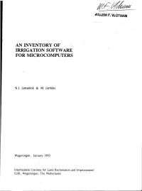 An Inventory of Irrigation Software for Microcomputers