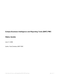 Eclipse Business Intelligence and Reporting Tools (BIRT) Status Update
