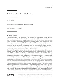 Relational Quantum Mechanics Relational Quantum Mechanics A
