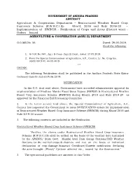 Restructured Weather Based Crop Insurance Scheme (RWBCIS) During Kharif, 2019 and Rabi 2019-20 As