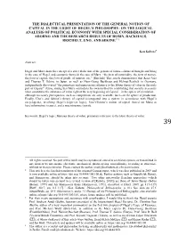 The Dialectical Presentation of the General Notion Of