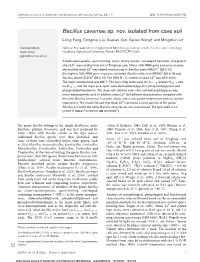 Bacillus Cavernae Sp. Nov. Isolated from Cave Soil Liling Feng, Dongmei Liu, Xuelian Sun, Gejiao Wang3 and Mingshun Li3