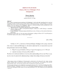 Hiding in Plain Sight: Kίνησις at the Core of Heidegger's Work
