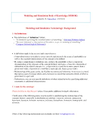 Modeling and Simulation Body of Knowledge (MSBOK) Modeling and Simulation Terminology: Background