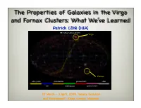 The Properties of Galaxies in the Virgo and Fornax Clusters: What We've