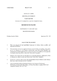 UNREVISED PROOF COPY Ev 4 HOUSE of LORDS MINUTES OF