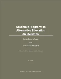 Academic Programs in Alternative Education an Overview