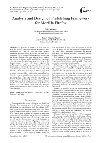 Analysis and Design of Prefetching Framework for Mozilla Firefox