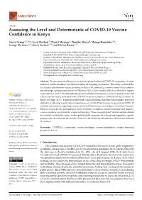 Assessing the Level and Determinants of COVID-19 Vaccine Confidence