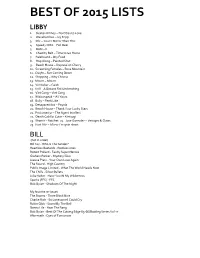 Best of 2015 Lists