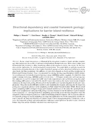 Directional Dependency and Coastal Framework Geology: Implications for Barrier Island Resilience
