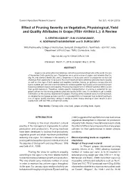 Effect of Pruning Severity on Vegetative, Physiological, Yield and Quality Attributes in Grape (Vitis Vinifera L.): a Review