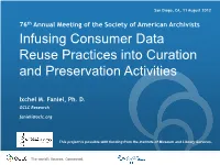 Infusing Consumer Data Reuse Practices Into Curation and Preservation Activities