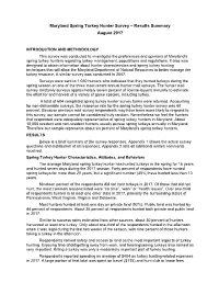 Maryland Spring Turkey Hunter Survey – Results Summary August 2017