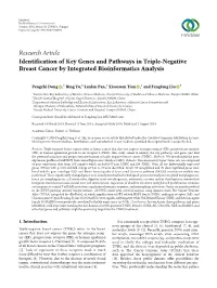 Research Article Identification of Key Genes and Pathways in Triple-Negative Breast Cancer by Integrated Bioinformatics Analysis