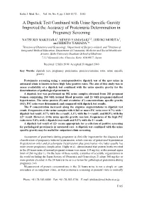 A Dipstick Test Combined with Urine Specific Gravity Improved the Accuracy of Proteinuria Determination in Pregnancy Screening