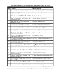 "Classic Literature"—Scope and Sequence: Schedule for Topics and Skills
