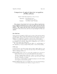 Comparison of Optical Character Recognition (OCR) Software