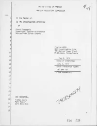 Transcript of 790508 TMI-2 Investigation Interview W/A Tsaggaris