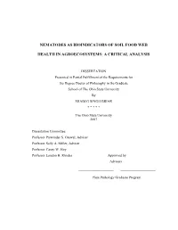 Nematodes As Bioindicators of Soil Food Web