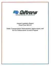 Public Transportation Modernization, Improvement, and Service Enhancement Account Program Background