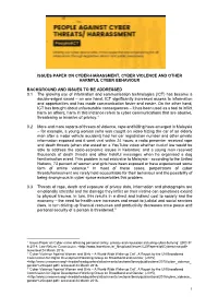 Issues Paper on Cyber-Harassment, Cyber Violence and Other Harmful Cyber Behaviour