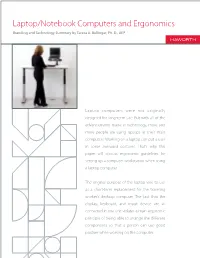 Laptop/Notebook Computers and Ergonomics Branding and Technology Summary by Teresa A