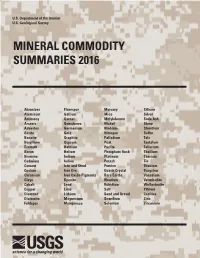 Mineral Commodity Summaries 2016 U.S