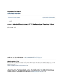 Object Oriented Development of a Mathematical Equation Editor