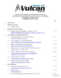 REGULAR MEETING of COUNCIL to BE HELD in the TOWN of VULCAN COUNCIL CHAMBERS on MONDAY, MARCH 8, 2021 COMMENCING at 7:00 PM Page