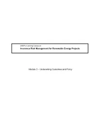 Underwriting Guidelines and Policy Insurance Risk Management For