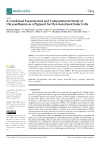 A Combined Experimental and Computational Study of Chrysanthemin As a Pigment for Dye-Sensitized Solar Cells