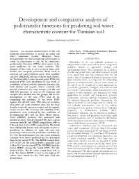 Development and Comparative Analysis of Pedotransfer Functions for Predicting Soil Water Characteristic Content for Tunisian Soil