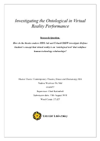 Investigating the Ontological in Virtual Reality Performance