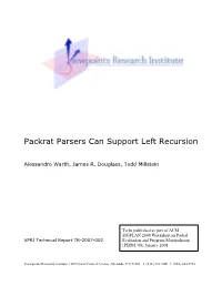 Packrat Parsers Can Support Left Recursion