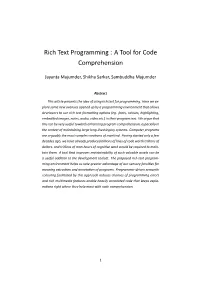 Rich Text Programming : a Tool for Code Comprehension