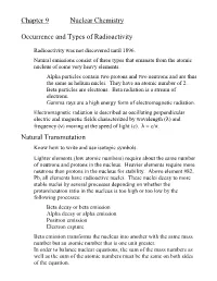 Chapter 9 Nuclear Chemistry Occurrence and Types Of