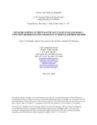 FINAL TECHNICAL REPORT U.S. Geological Survey External Grant