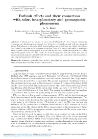 Forbush Effects and Their Connection with Solar, Interplanetary and Geomagnetic Phenomena