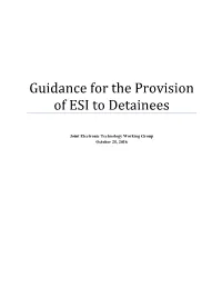 Guidance for the Provision of ESI to Detainees