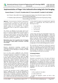 Implementation of Finger Vein Authentication Using Infra Red Imaging