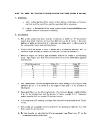 PART VI - SANITARY SEWER SYSTEM DESIGN CRITERIA (Public & Private)
